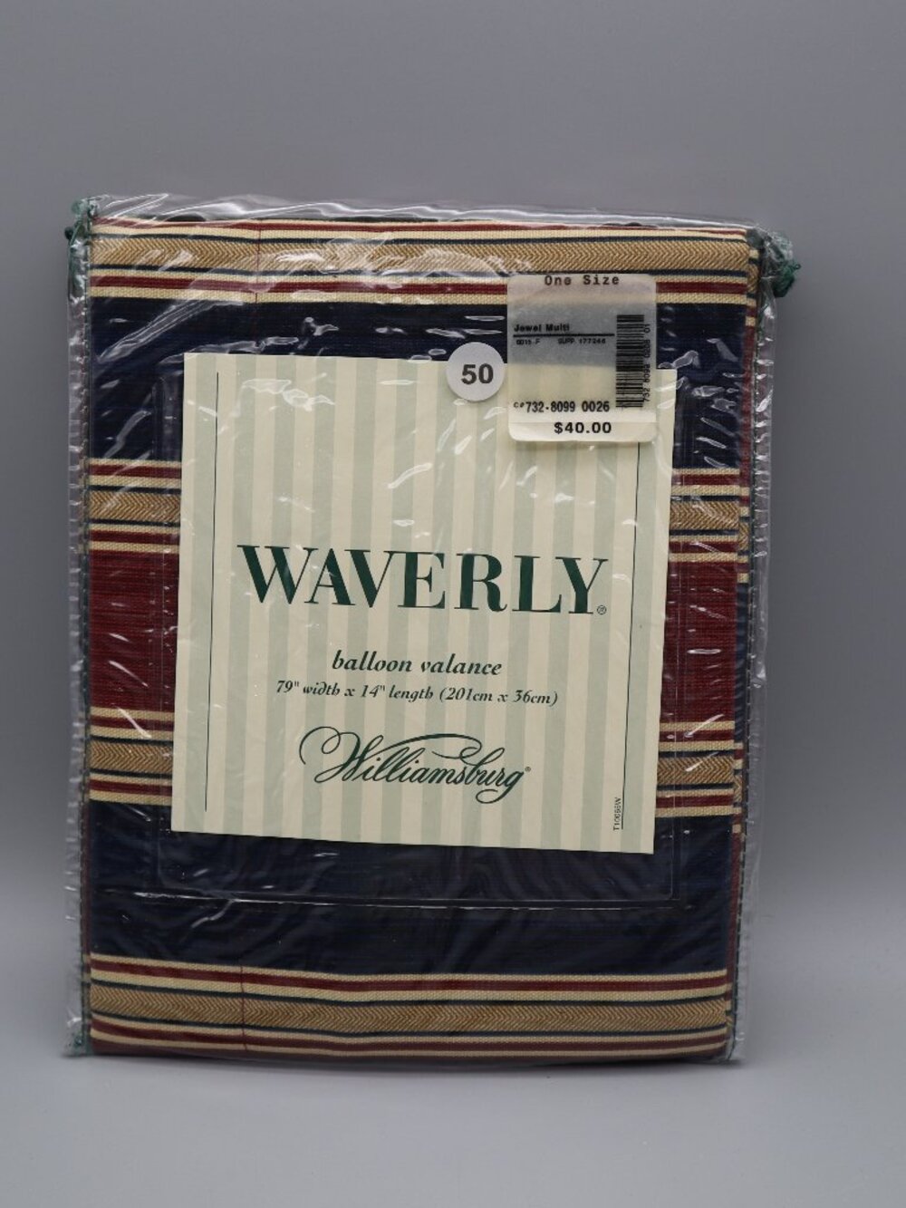 Vintage Waverly Williamsburg Collection Spotswood Stripe Balloon Valance